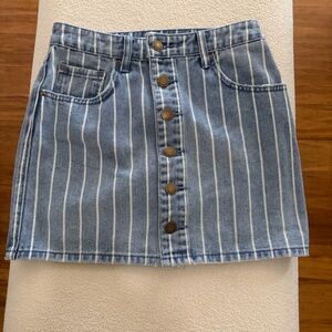 Billabong Y2K Striped Button Front Denim Mini Skirt 100% Cotton Size 25